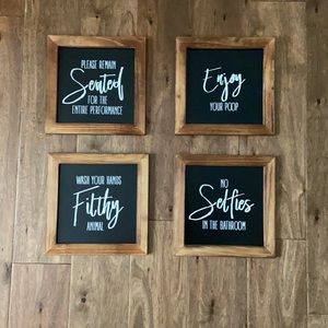 4 PC Bathroom Saying Wall Decor